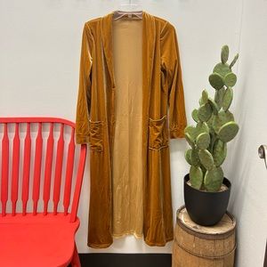 Mustard Velvet Long Sleeve Duster